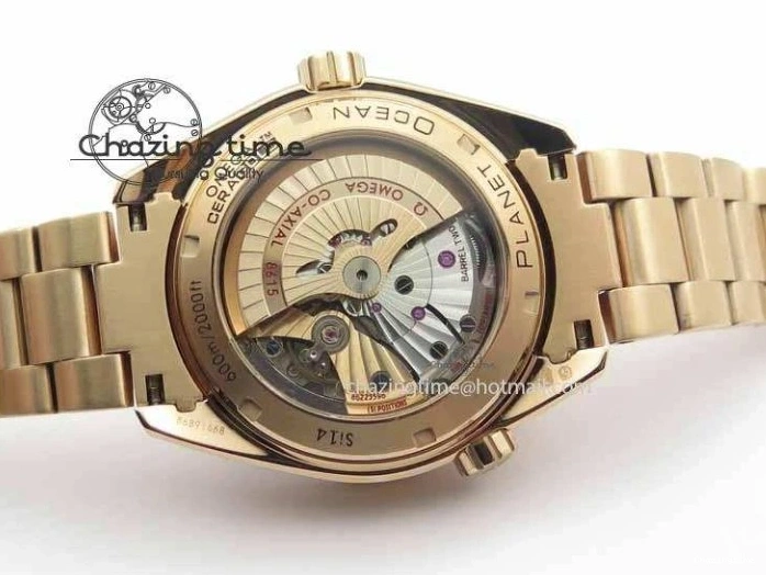 1221 Efficient Planet Ocean GMT 43.5mm RG V6F 1:1 Best Edition Black Dial On RG Bracelet A 8182